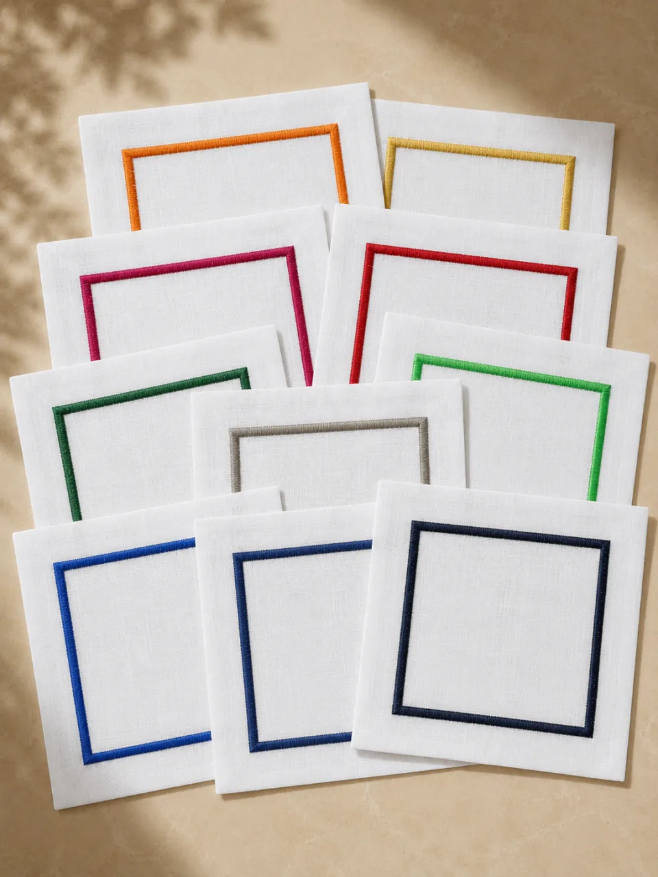 Servilletas Serie Rayas de cóctel: los diez colores de ribete